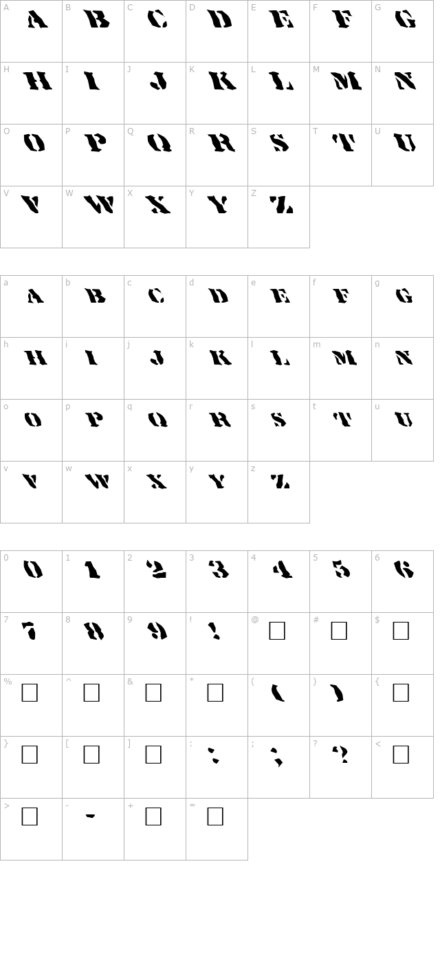 FZ WACKY 17 LEFTY character map