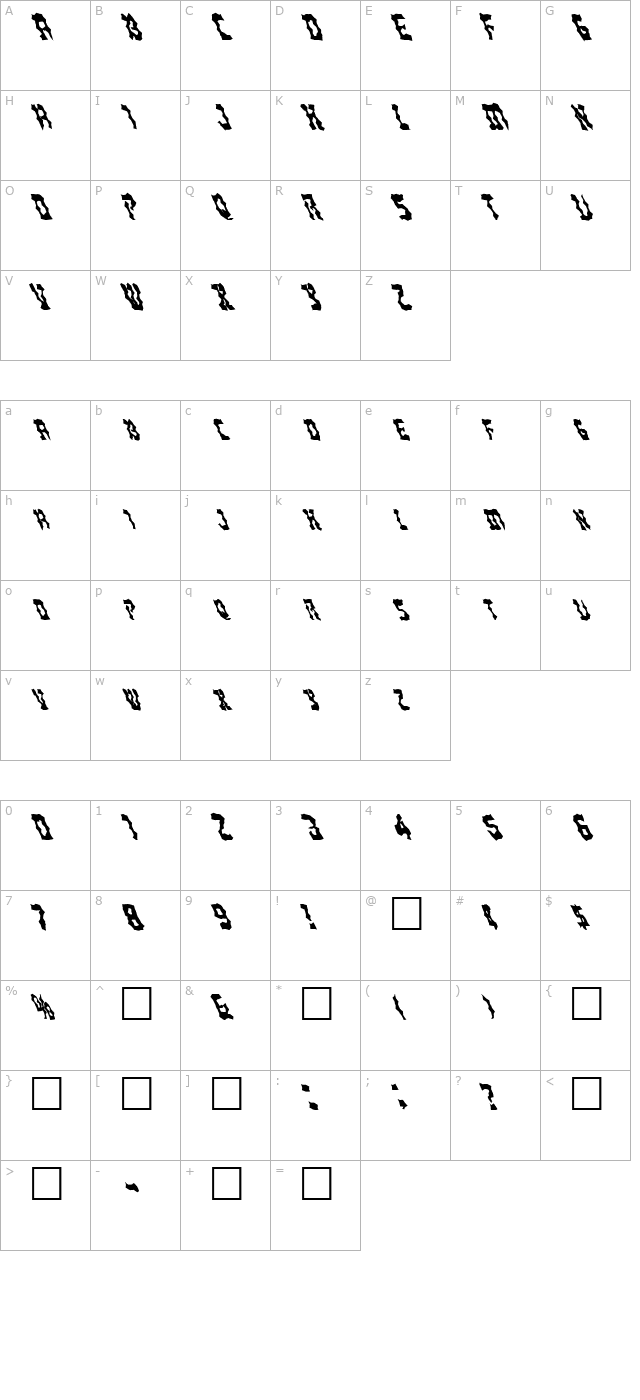 FZ WACKY 21 LEFTY character map