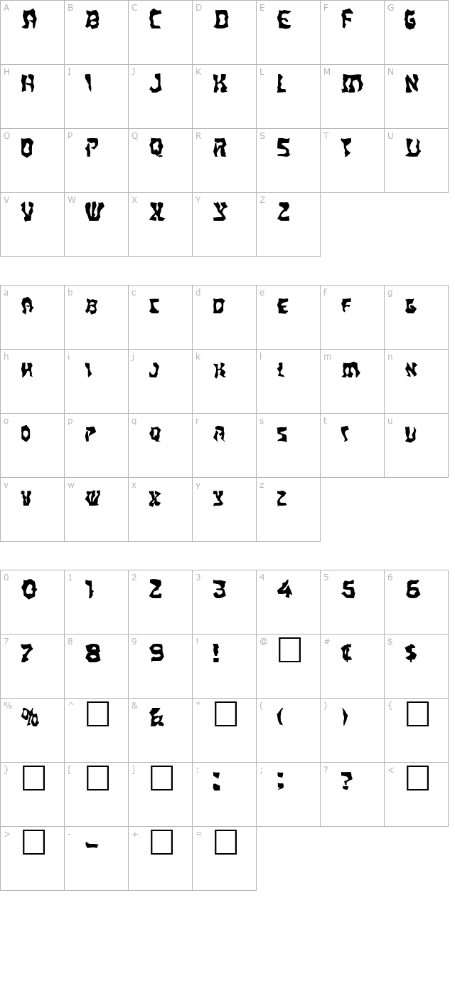 FZ WACKY 22 EX character map