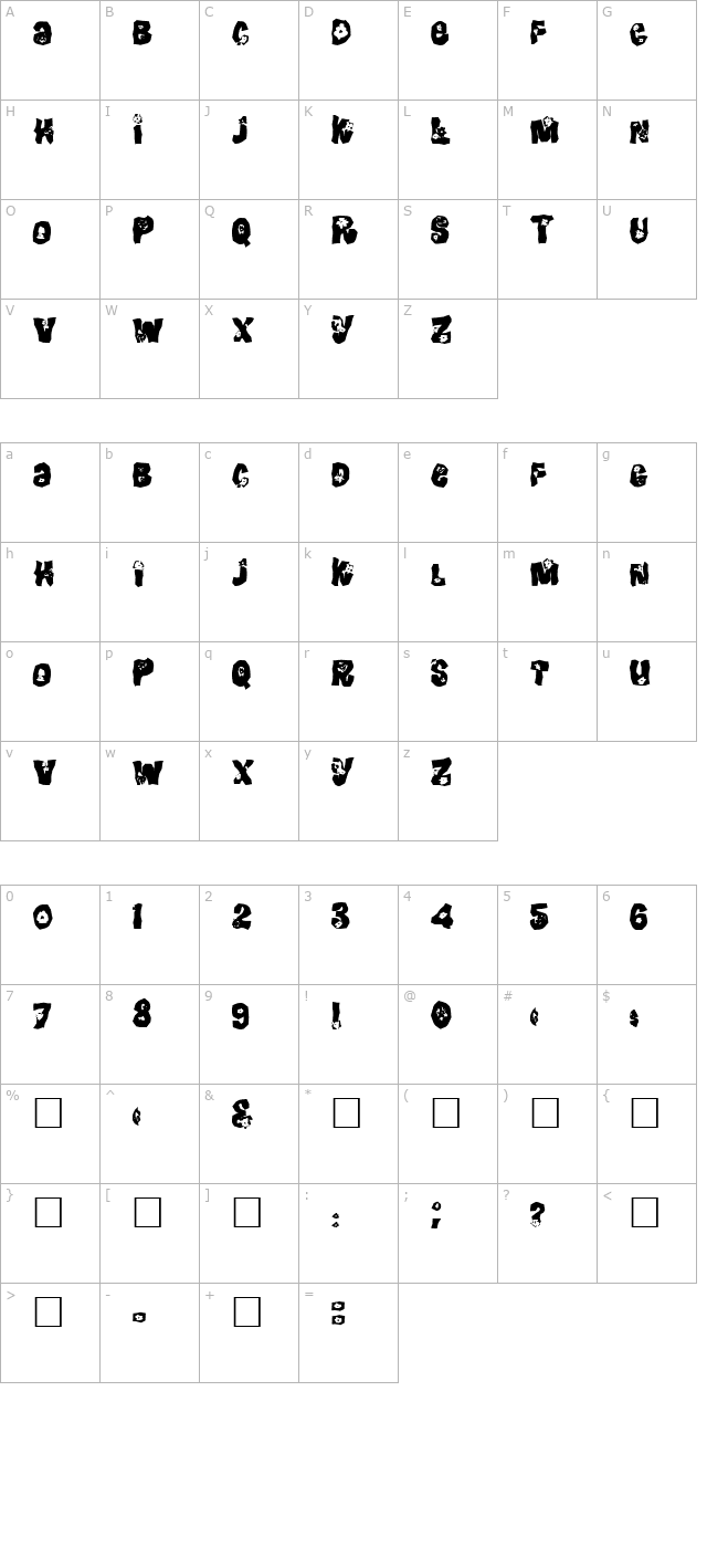 FZ WACKY 25 character map