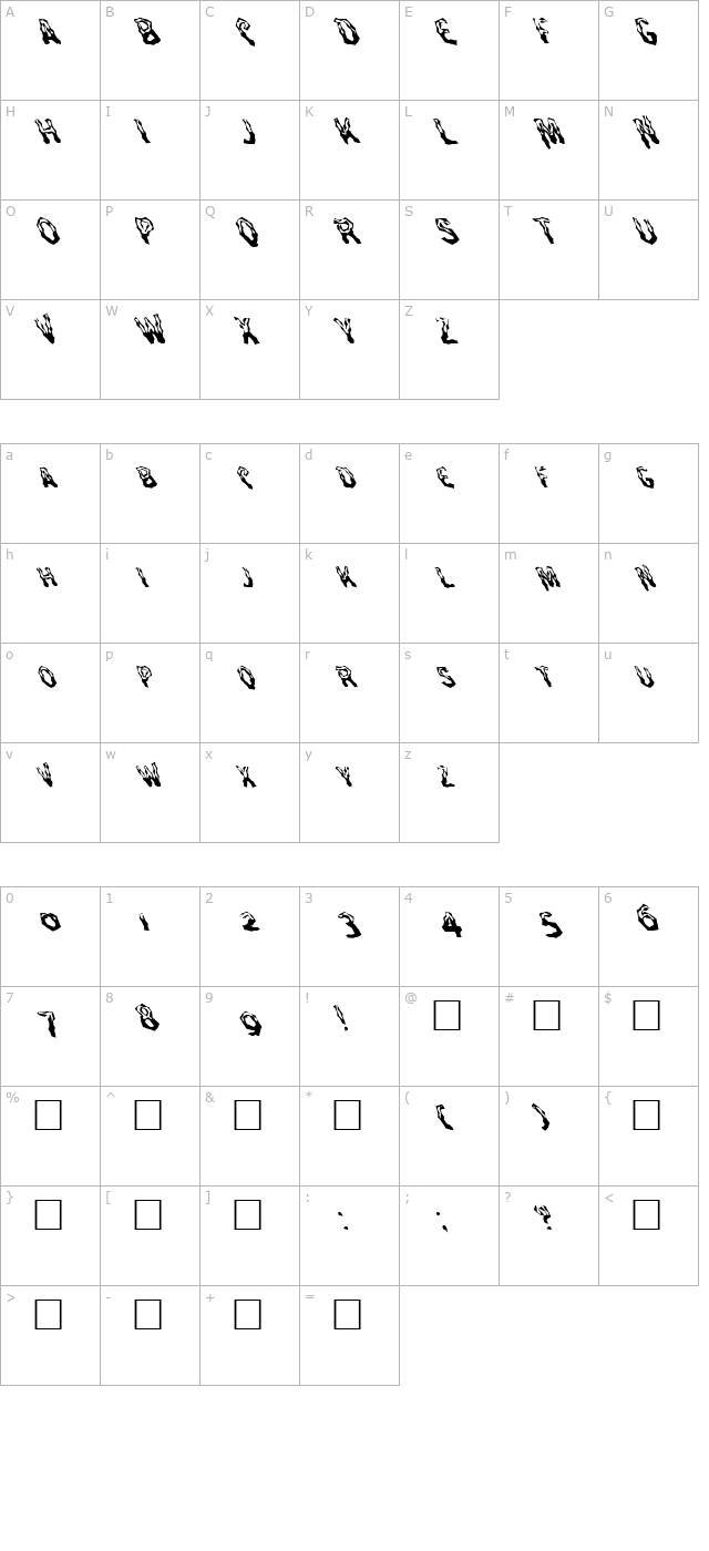 FZ WACKY 26 LEFTY character map