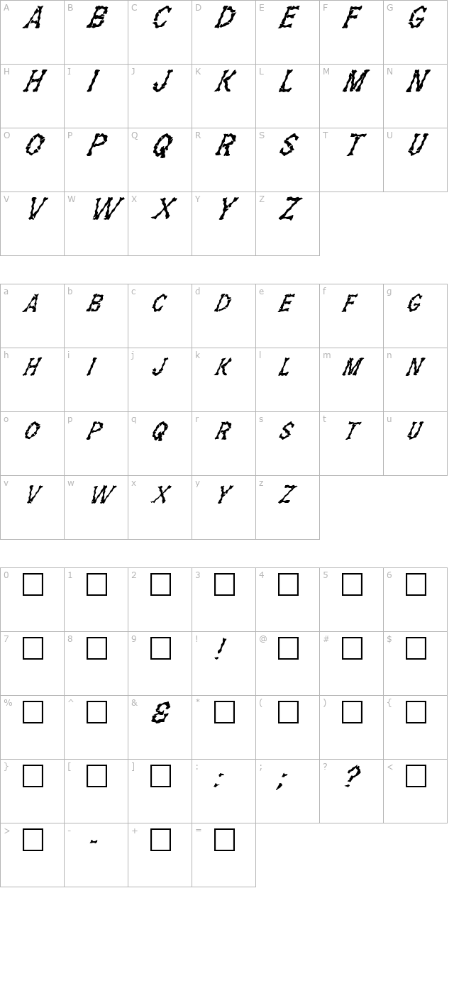 FZ WACKY 28 ITALIC character map