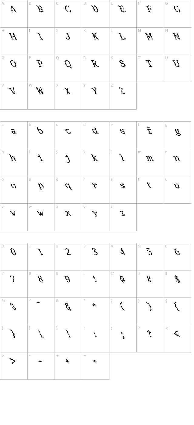 FZ WACKY 33 LEFTY character map