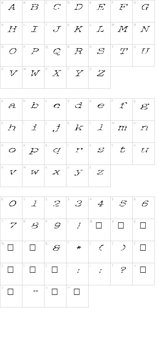 fz-wacky-34-italic character map