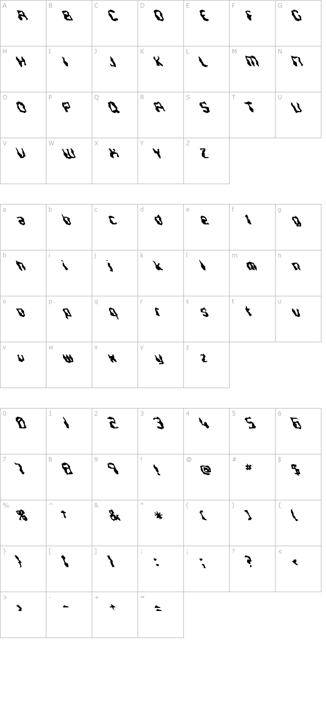 FZ WACKY 37 LEFTY character map