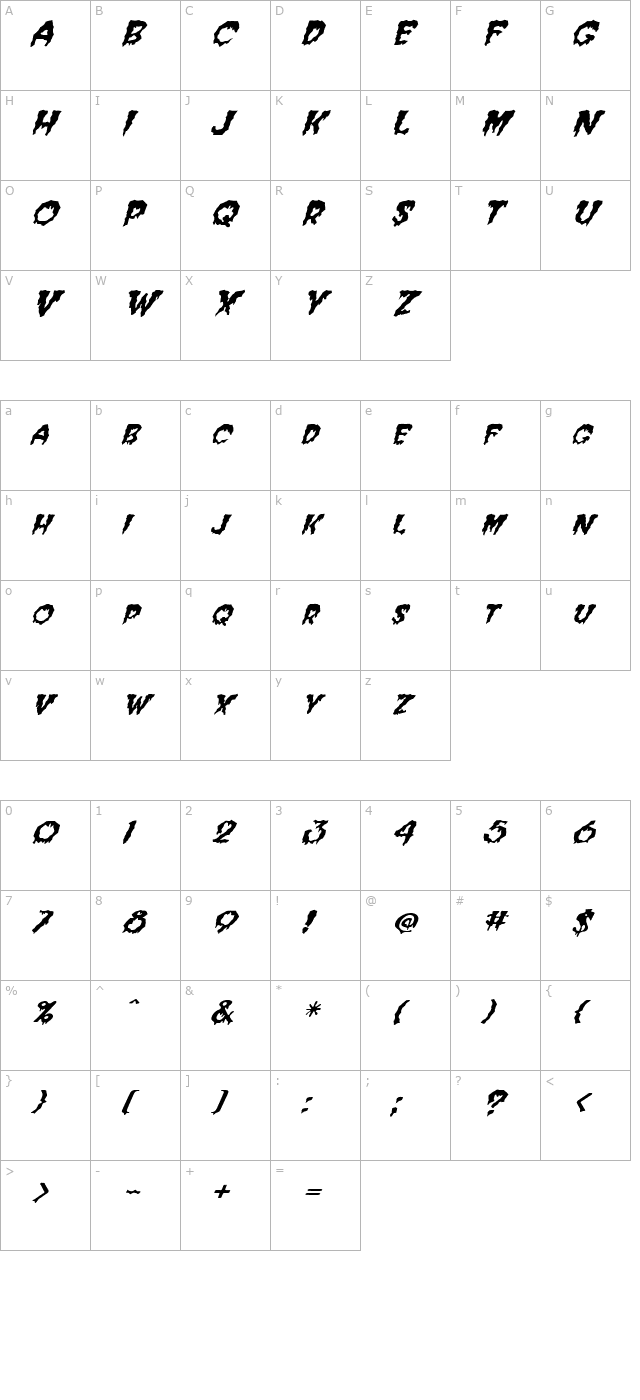 fz-wacky-39-italic character map