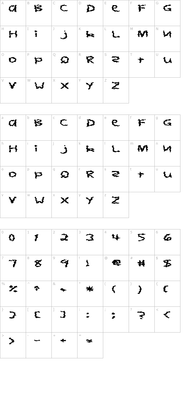 FZ WACKY 4 EX character map