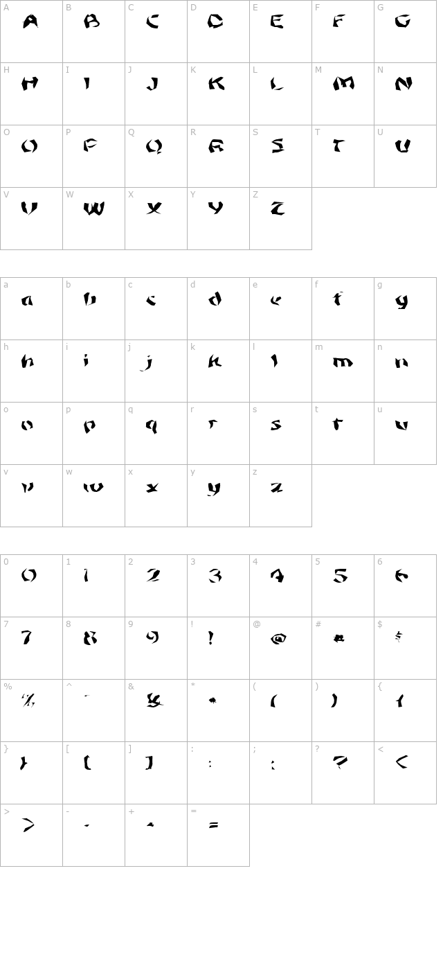 fz-wacky-45-ex character map