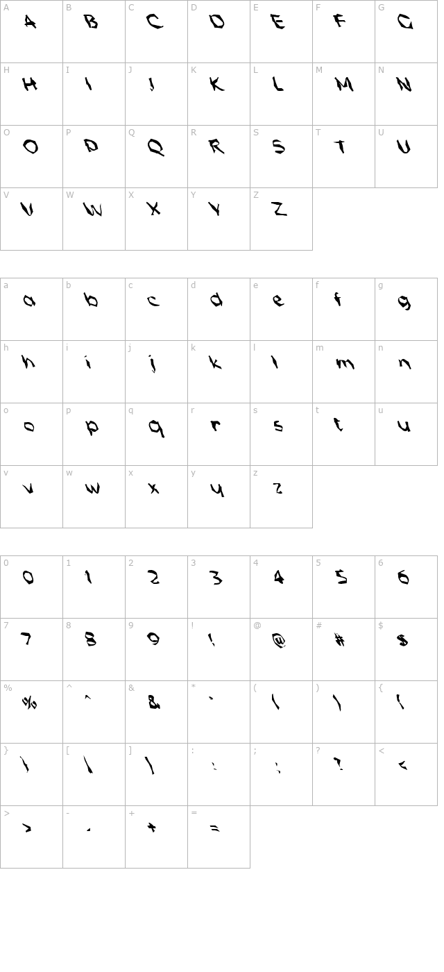 FZ WACKY 56 LEFTY character map