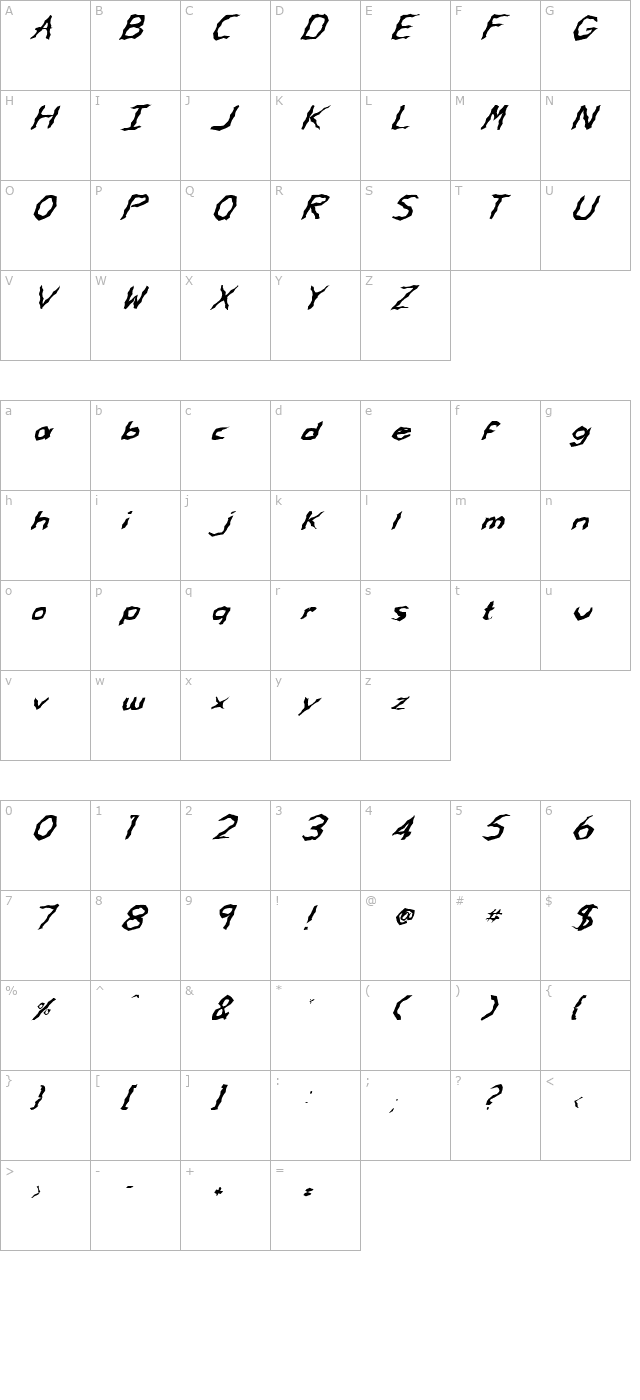 fz-wacky-62-italic character map