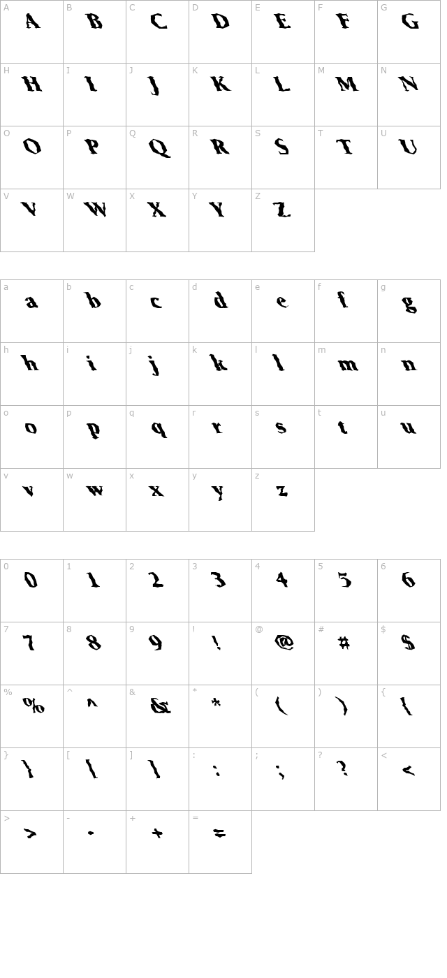 FZ WACKY 66 LEFTY character map