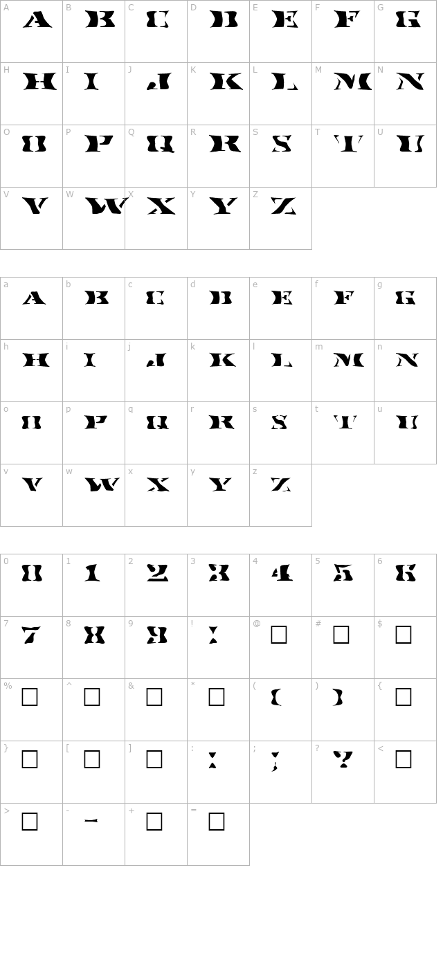 FZ WARPED 17 EX character map