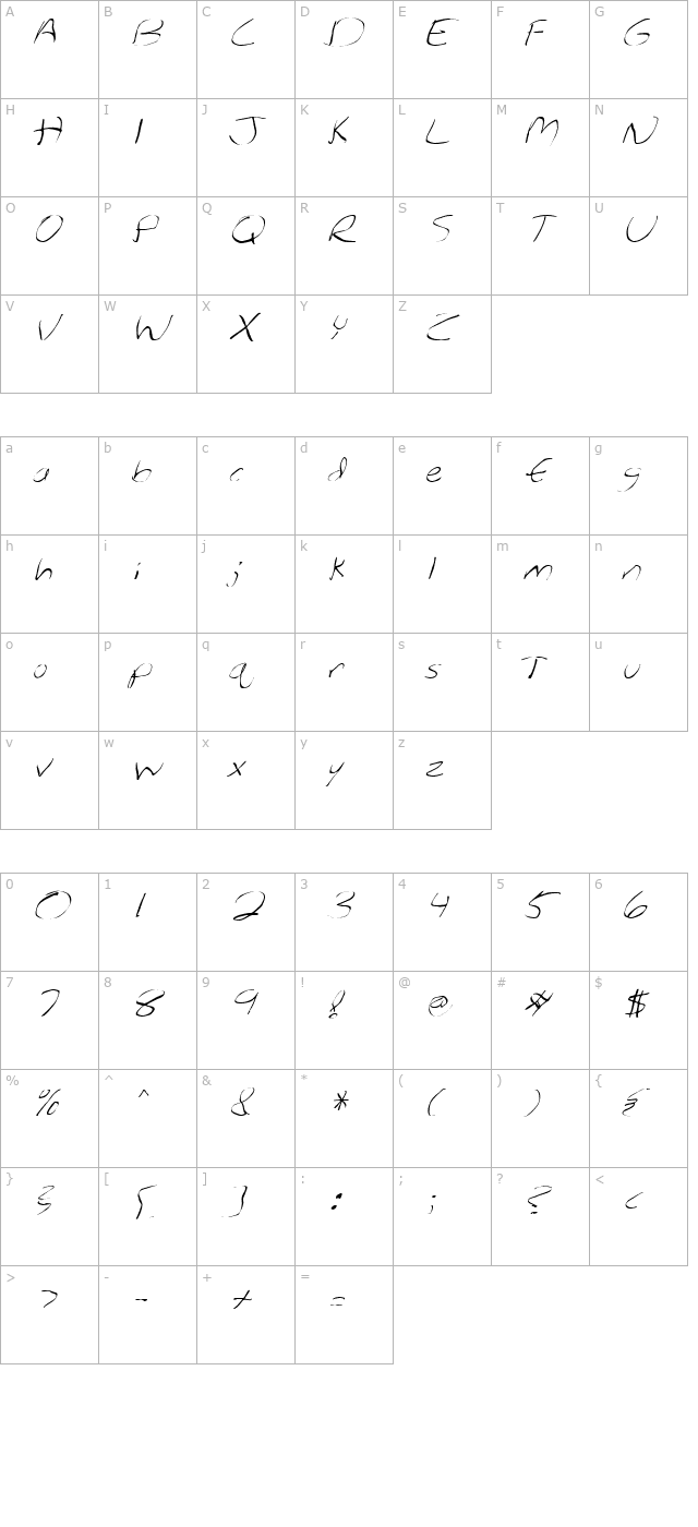 fz-warped-27-italic character map