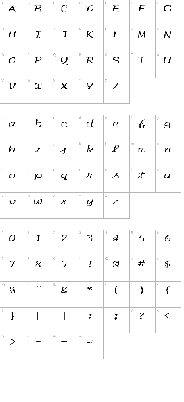 FZ WARPED 30 EX character map