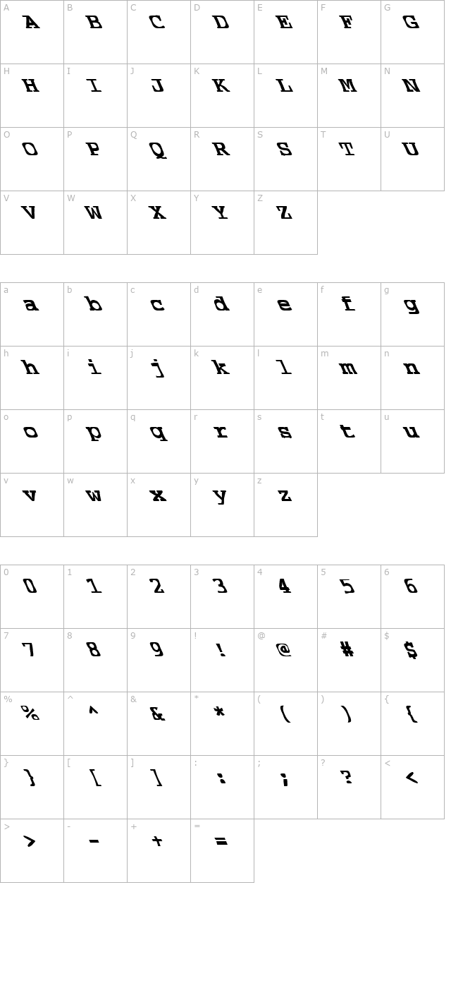 FZ WARPED 39 LEFTY character map