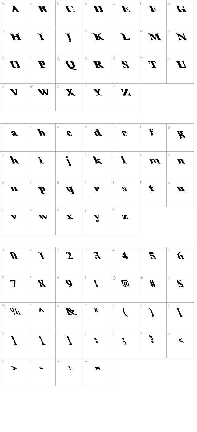 FZ WARPED 41 LEFTY character map