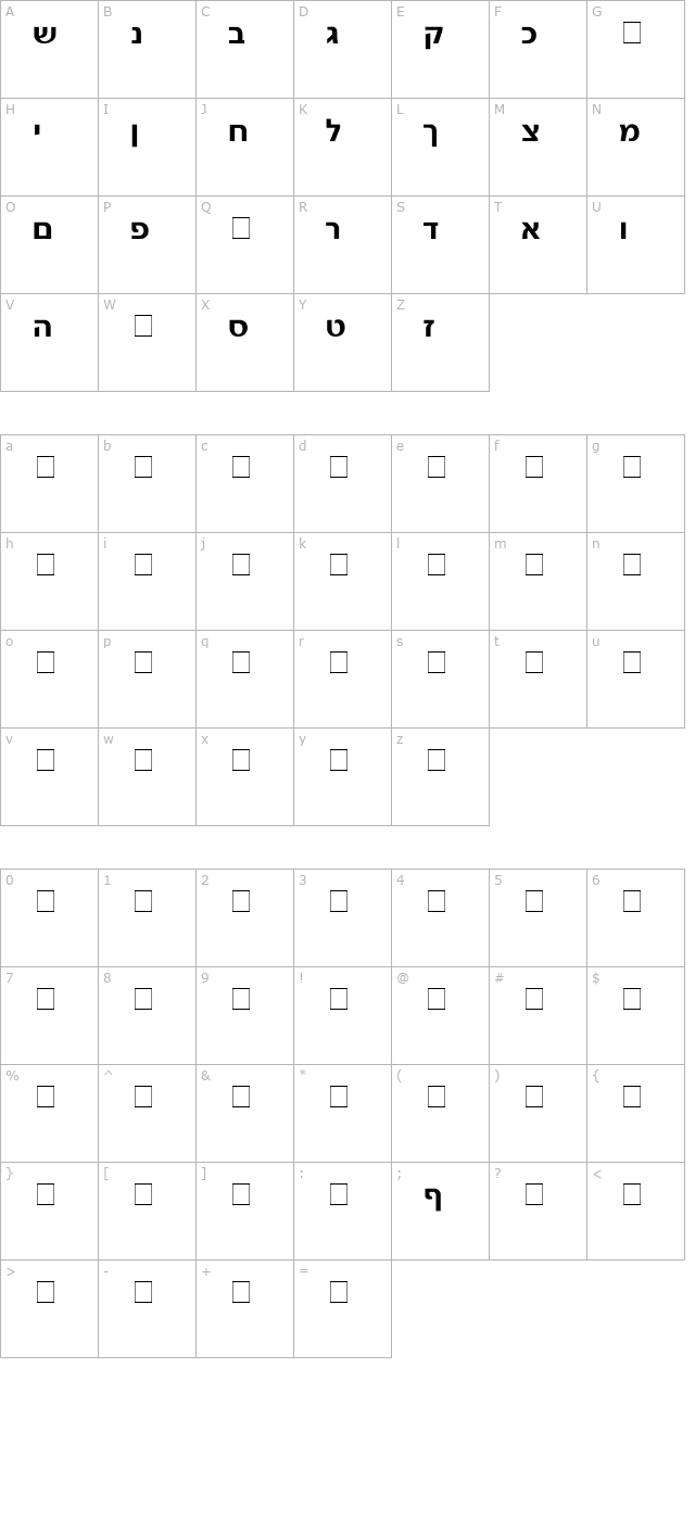 gad-bold character map