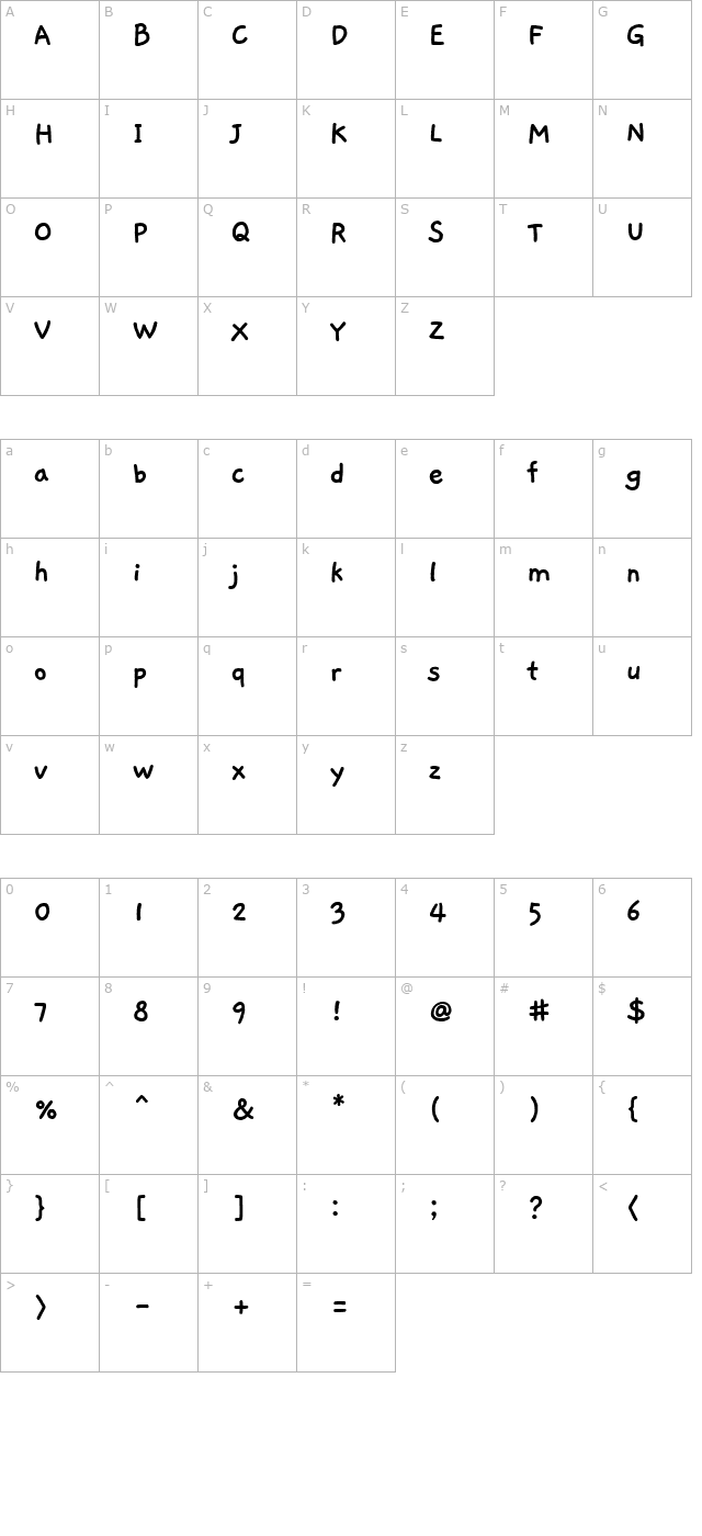 gaegu-bold character map