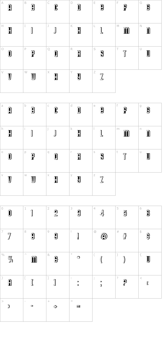 Gala Ombra character map