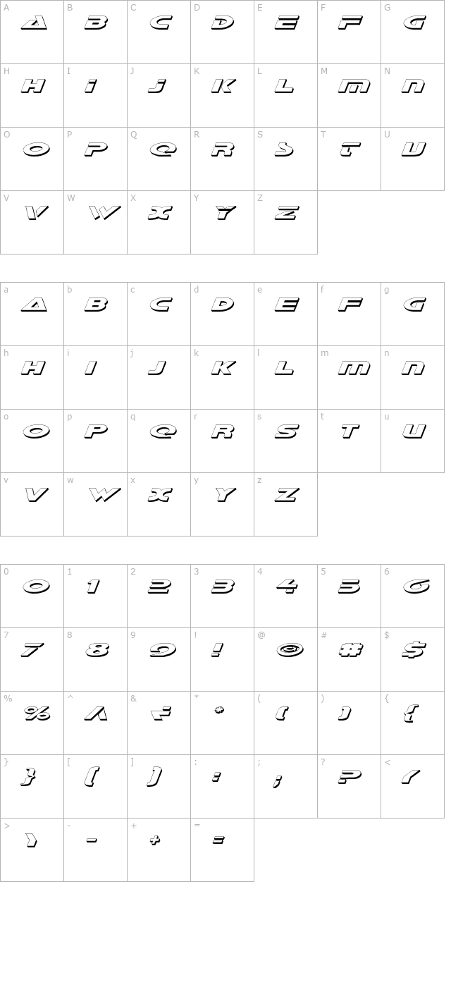 galant-shadow-italic character map