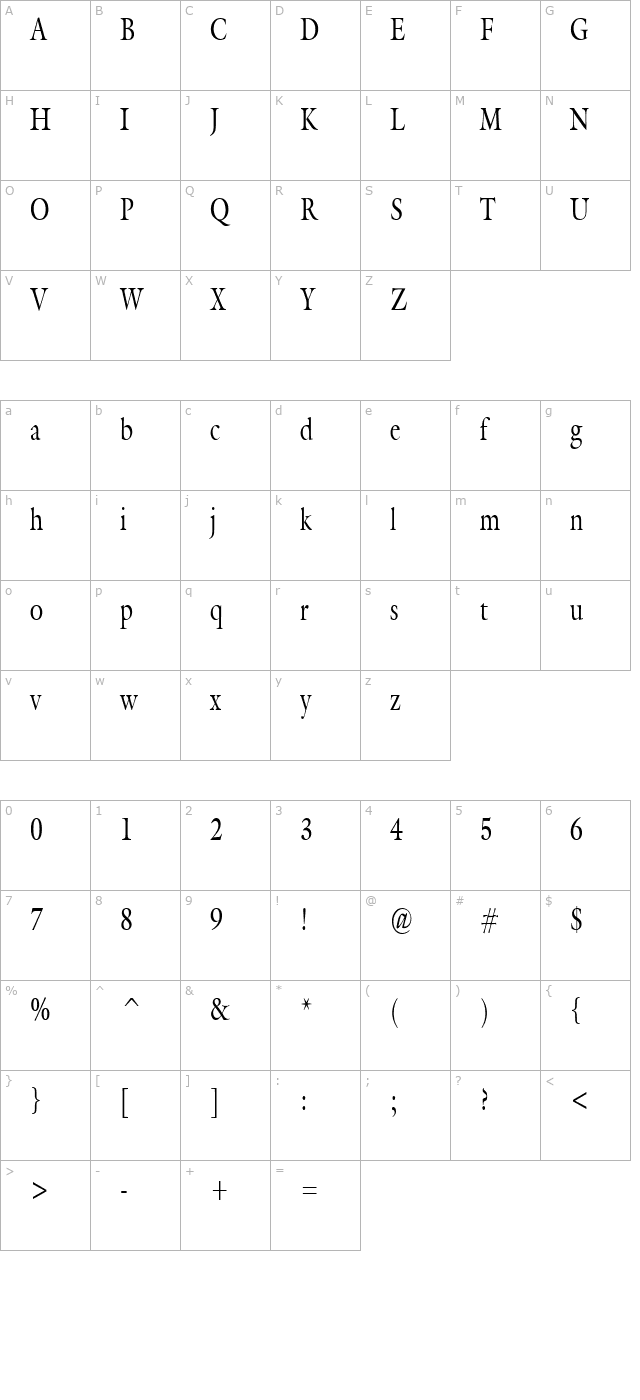 galant-thin-normal character map