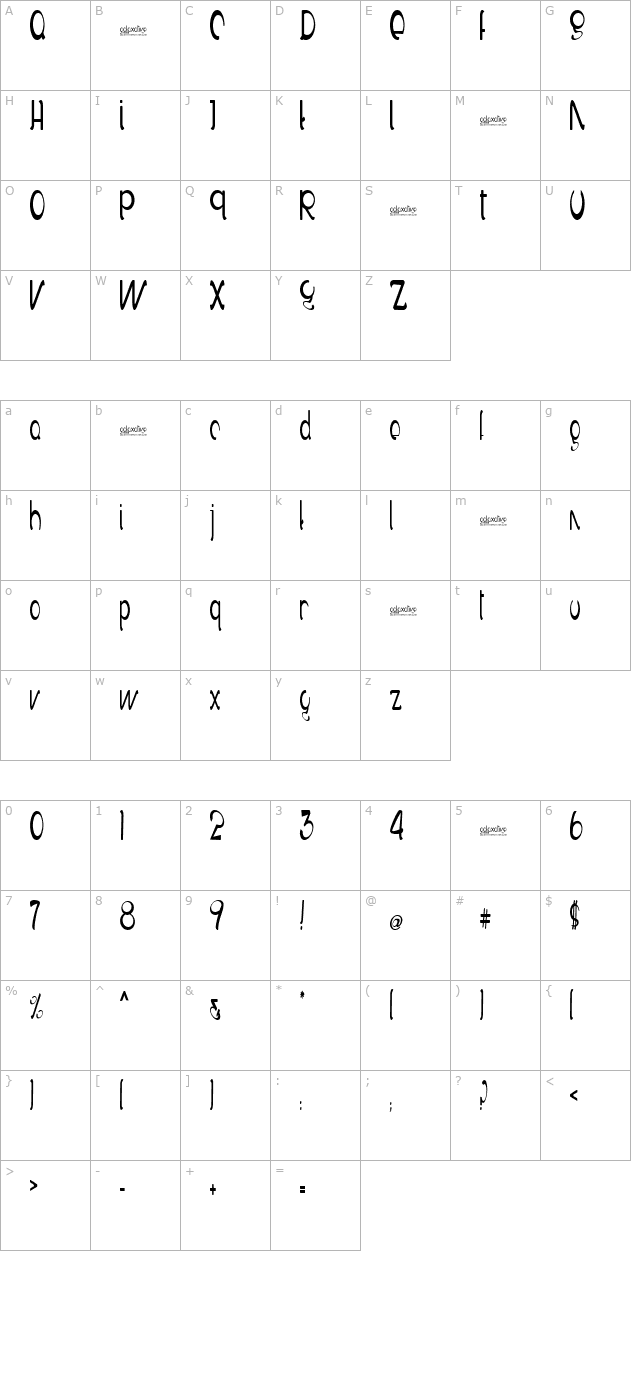 Galaxative tower character map