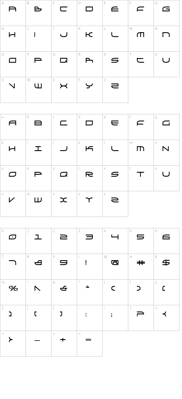 galga-bold character map