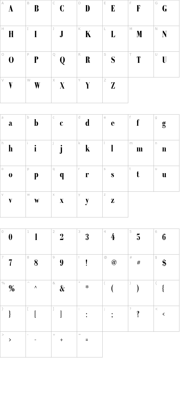 GalileoFLF-Bold character map