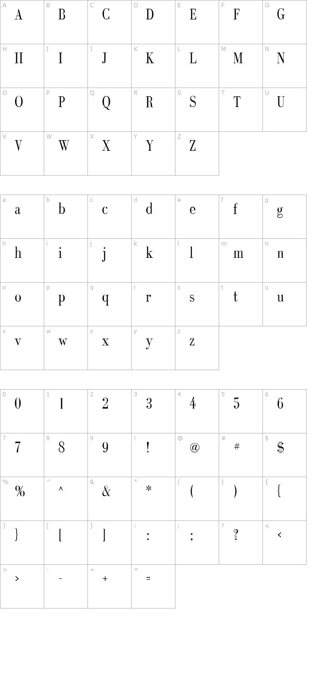 galileoflf-roman character map