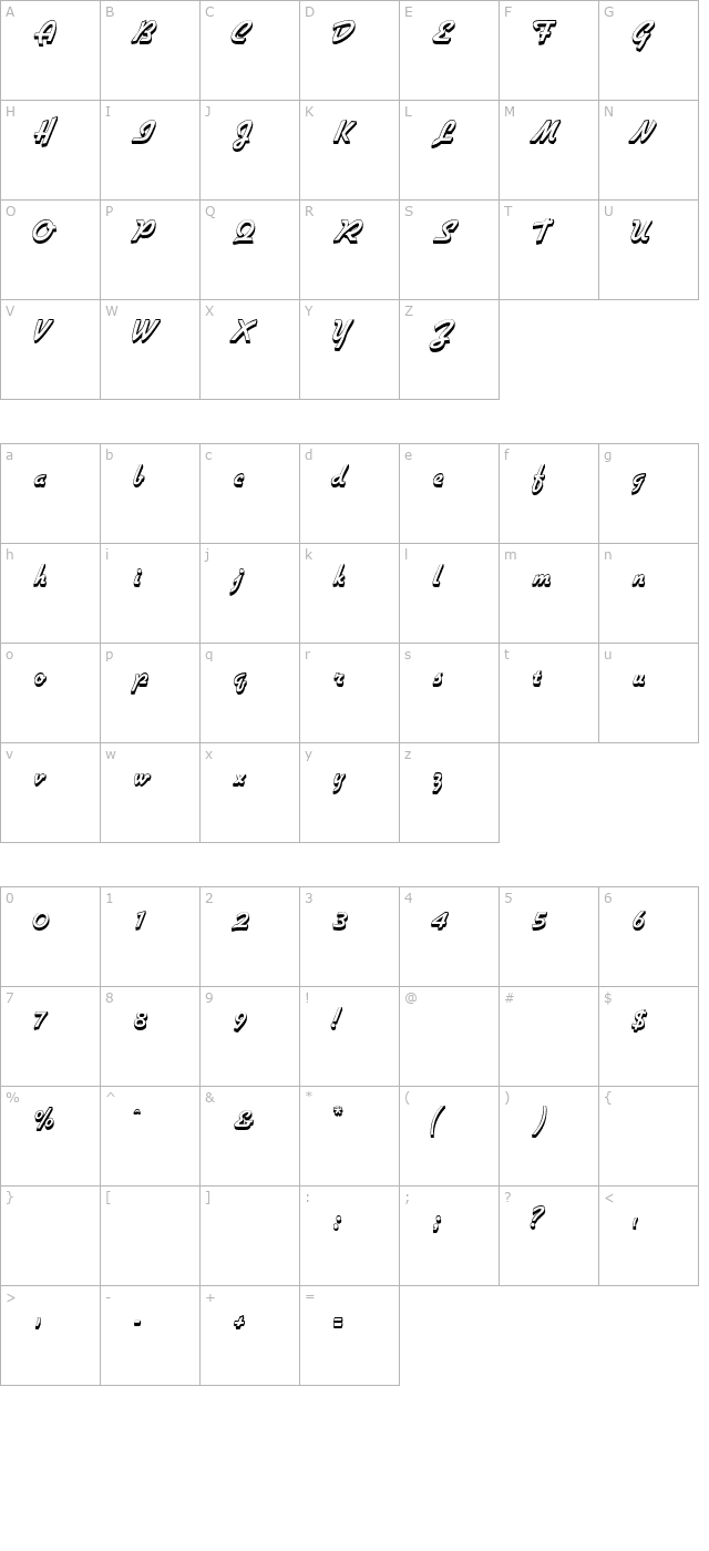 GallanteOutline character map