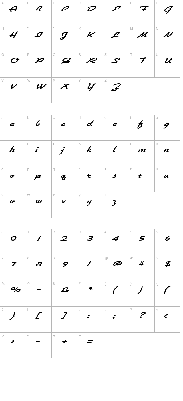 GallanteWide character map