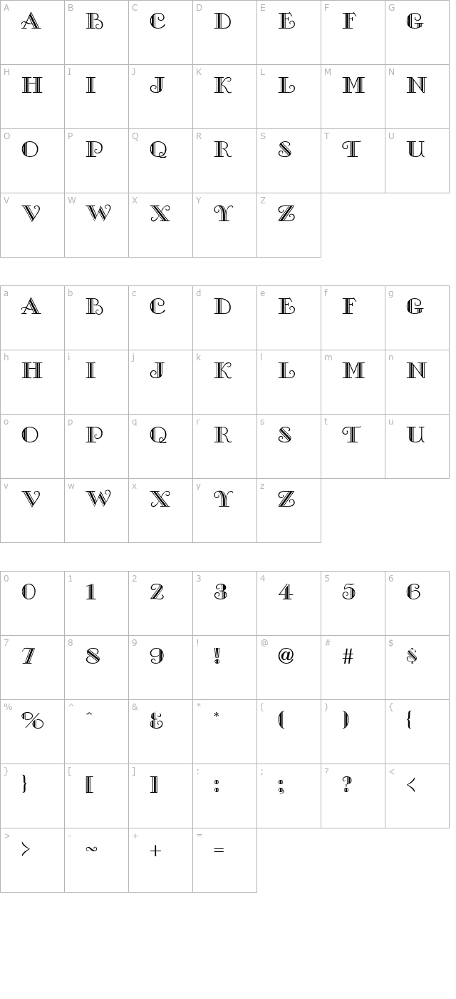 gallery-caps character map