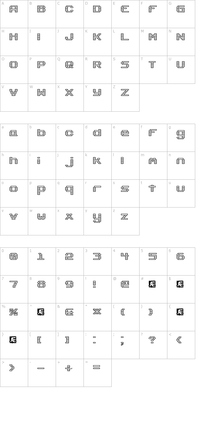 Gaposis Outline (BRK) character map