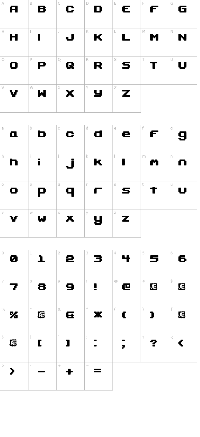 Gaposis Solid (BRK) character map