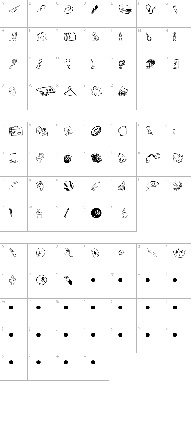 Garage Sale character map