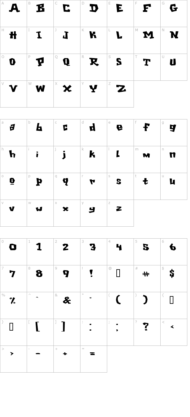 GarageShockExtended character map