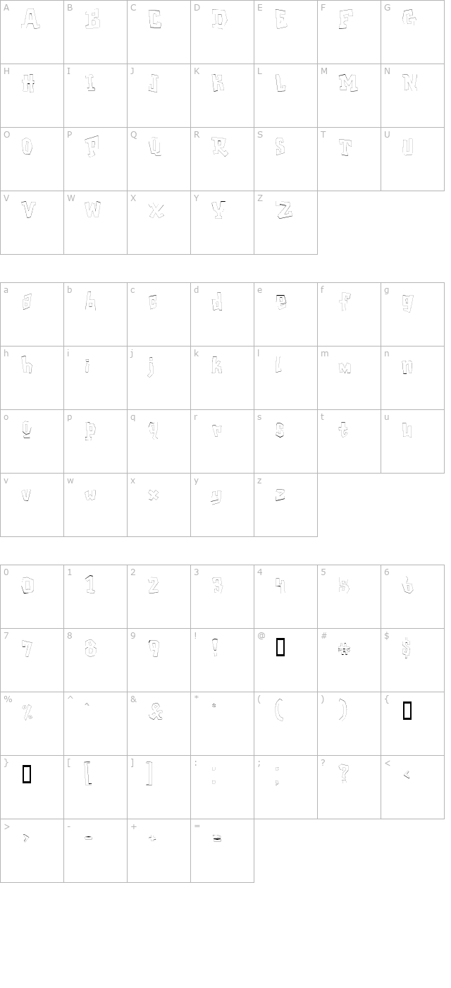 GarageShockOutline character map