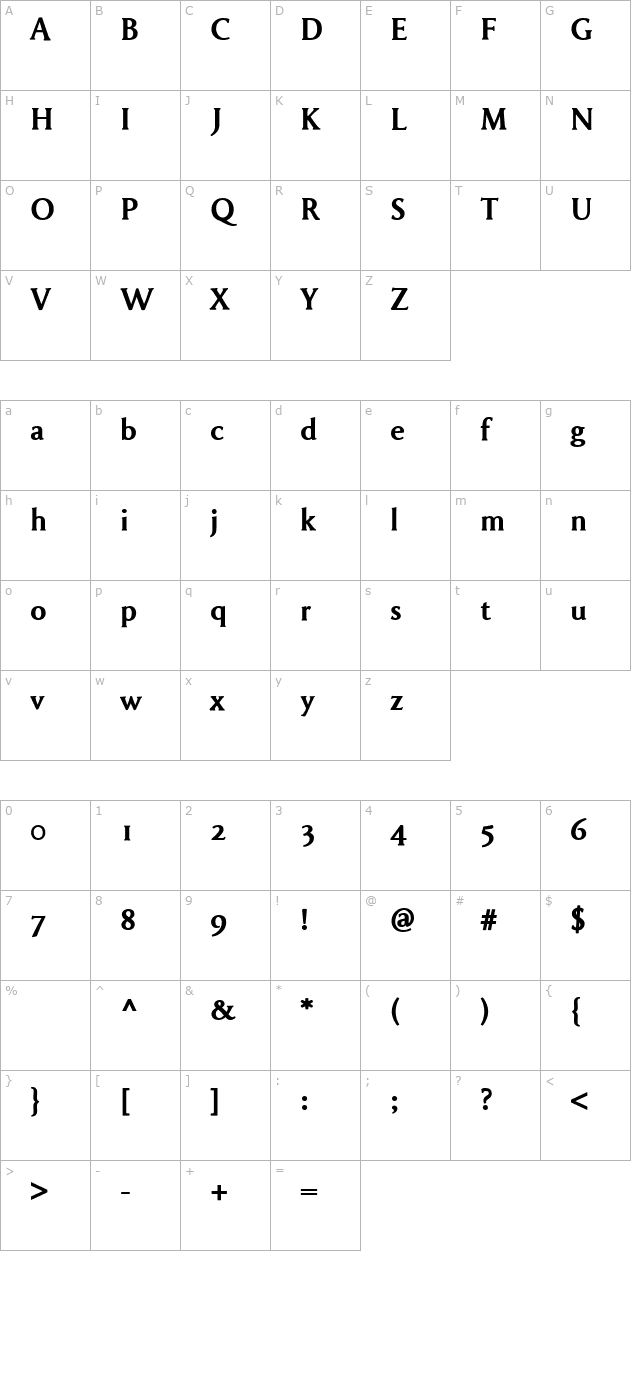 garaline-bold character map