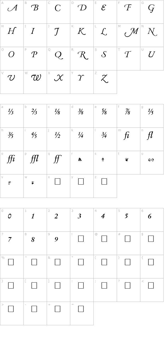 Garamand Classic Extras Bold Italic character map