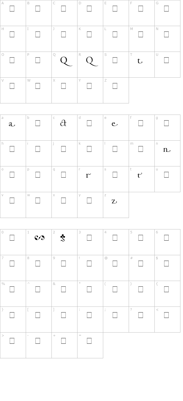 Garamond Alternate SSi character map