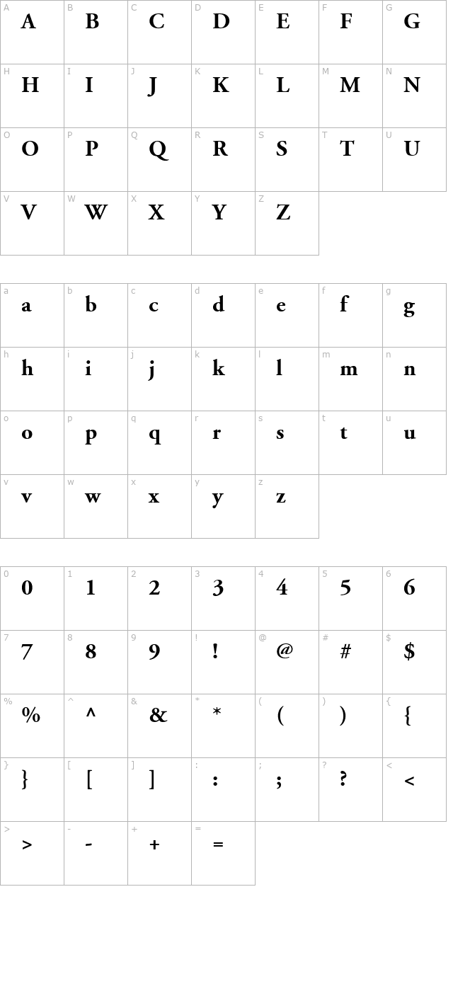 garamond-black-ssi-bold character map