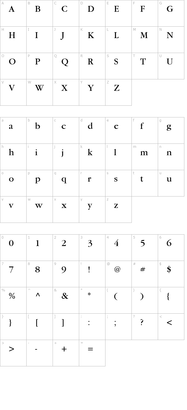 Garamond Book SSi Book character map