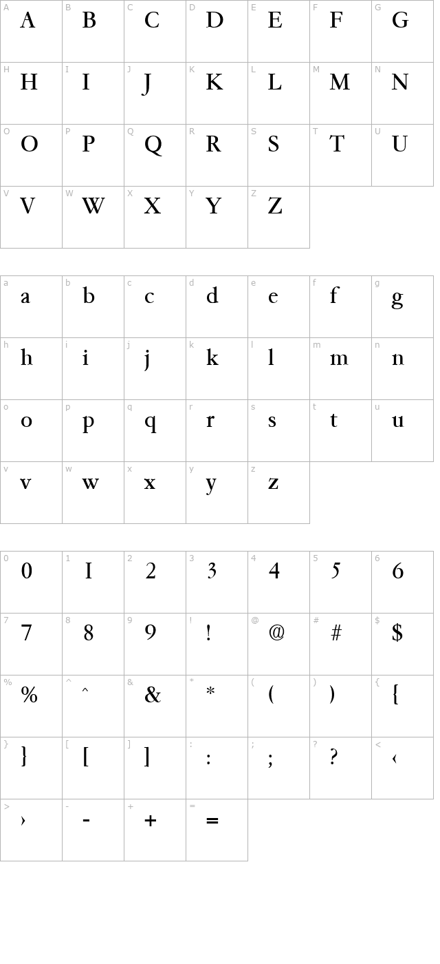 Garamond-Serial-Regular character map