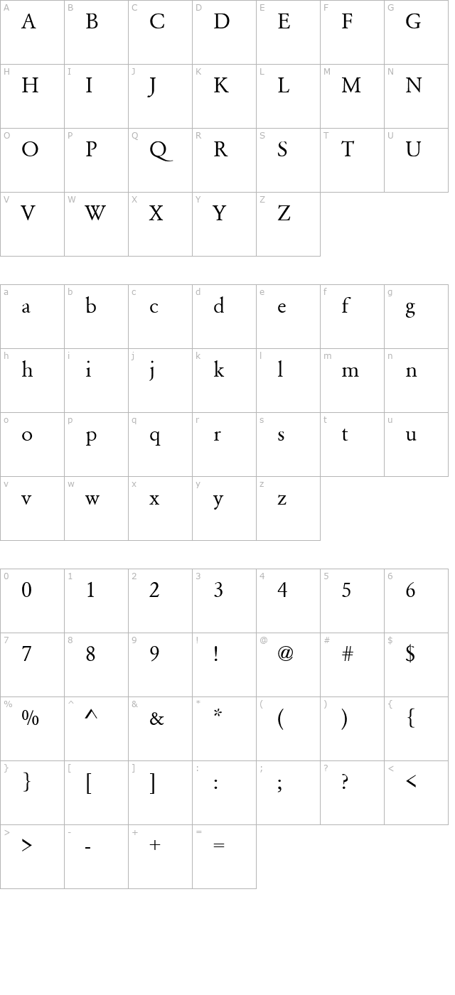 garamond-ssi-normal character map