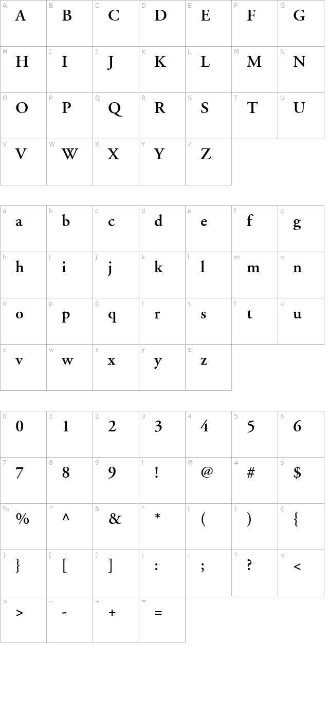 Garamond SSi Semi Bold character map