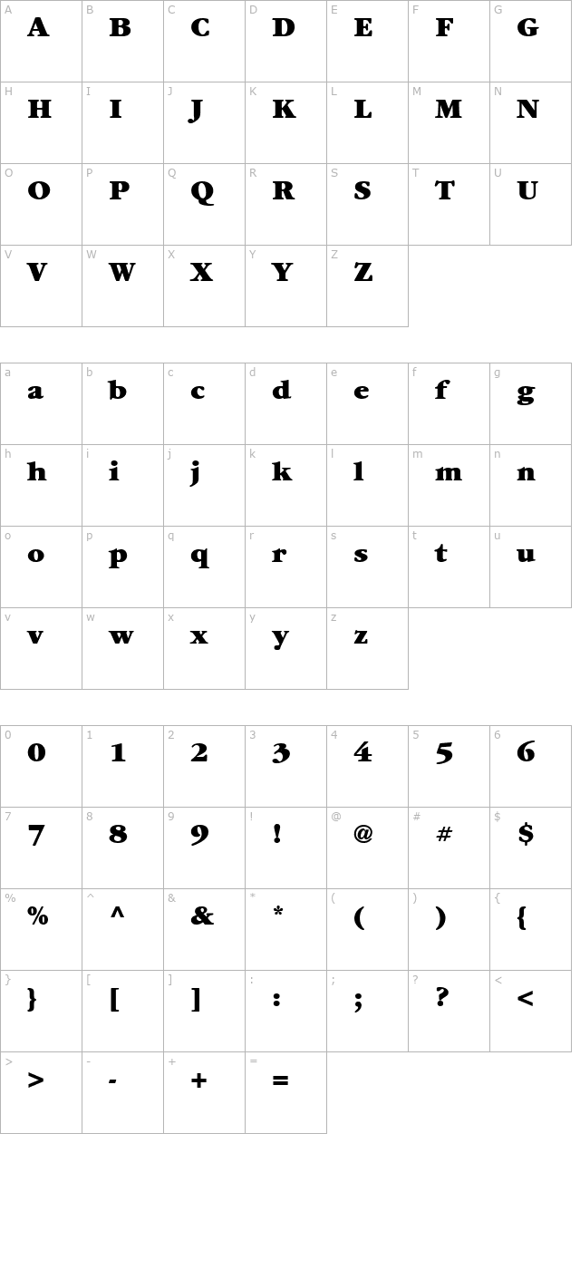 garamond-ultra character map