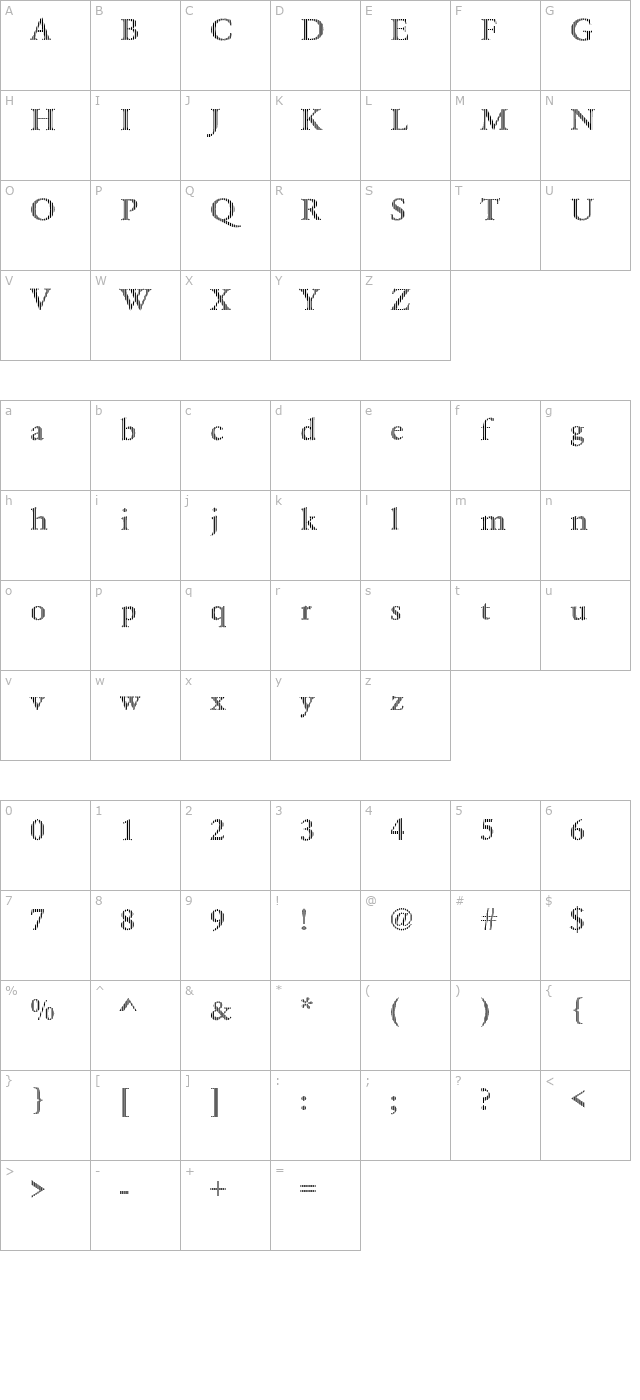 Garamond01 Becker character map