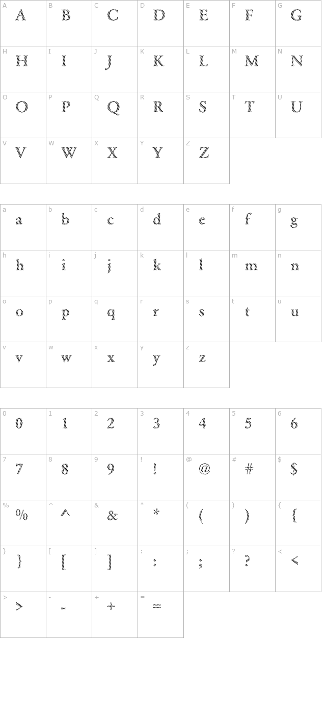 Garamond03 Becker character map