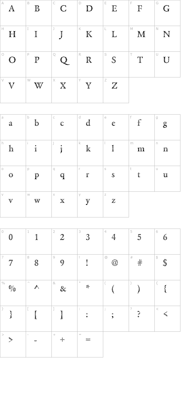 Garamond30 Becker character map