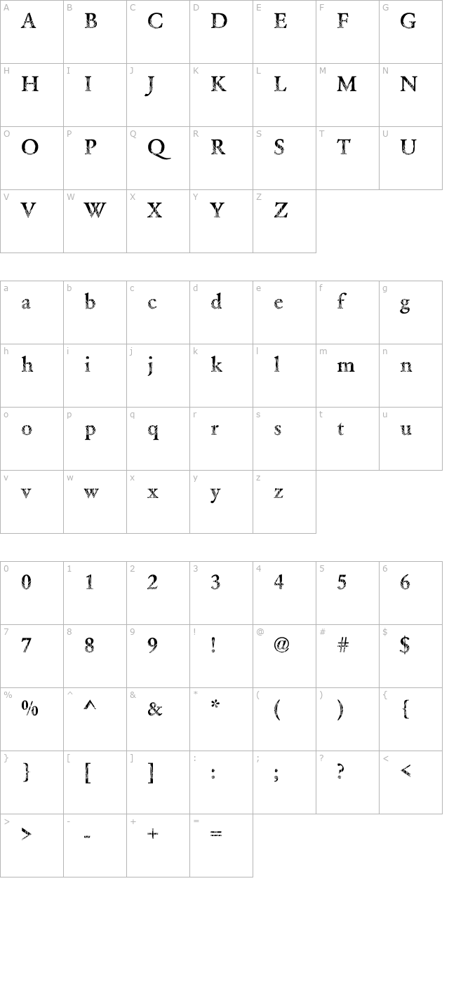 Garamond35 Becker character map